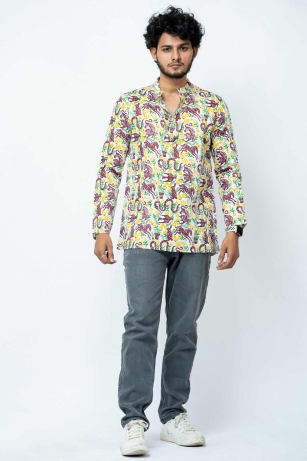 ANIMAL THEME  BLOCK PRINT  CASUAL KURTA FOR  MEN - Image 8