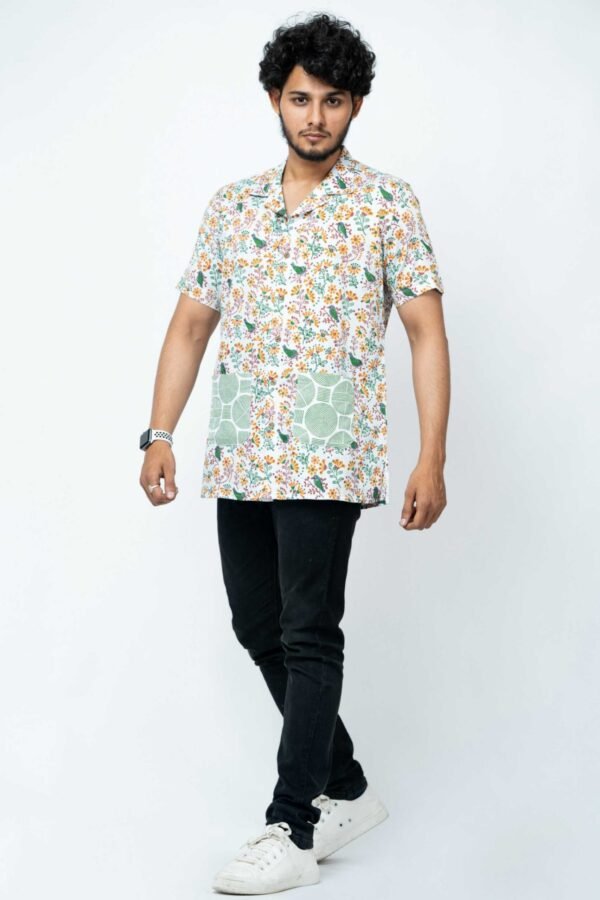 BIRD BLOCK PRINT BOX FIT CASUAL SHIRT - Image 4