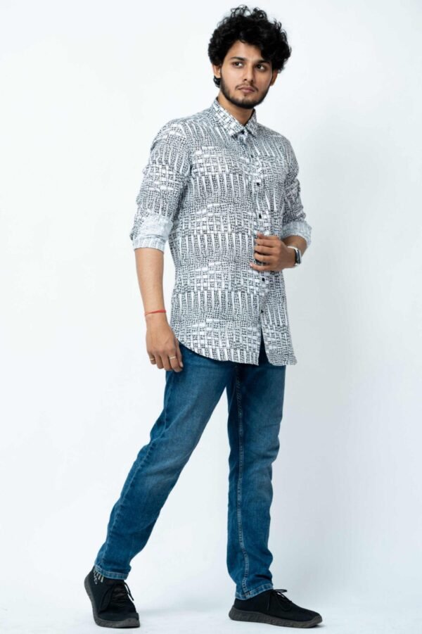 BLACK & WHITE CHECKS FULL SLEEVE MENS SHIRT - Image 7