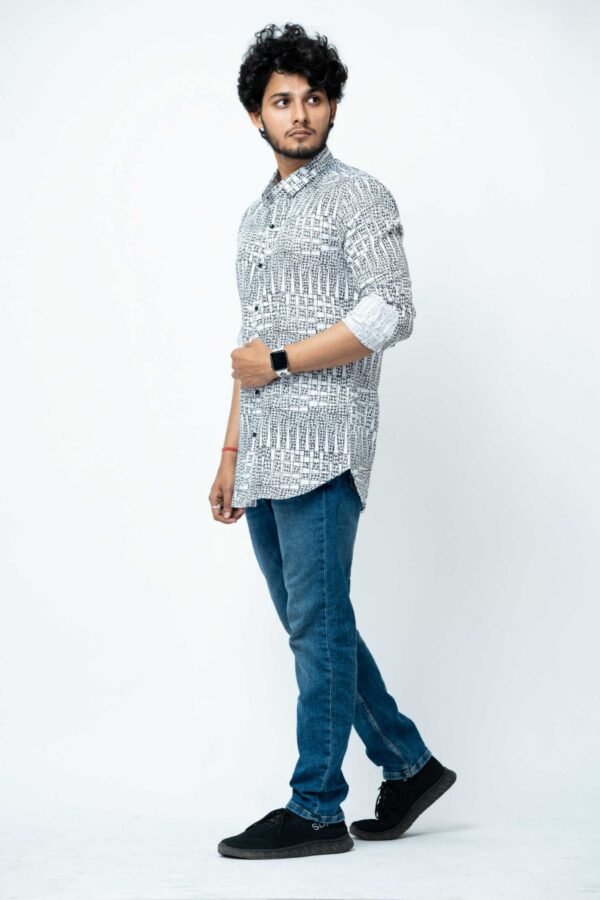 BLACK & WHITE CHECKS FULL SLEEVE MENS SHIRT - Image 2