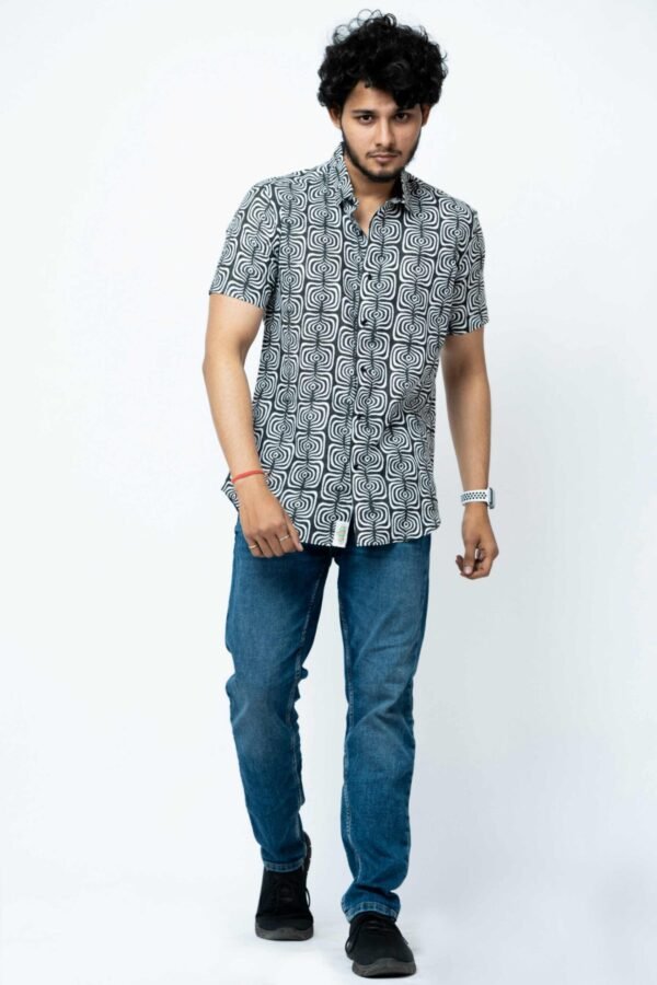 BLACK & WHITE SMART CASUAL  COTTON SHIRT.