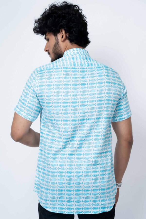 FISH BLOCK PRINT SMART COTTON SHIRT - Image 5