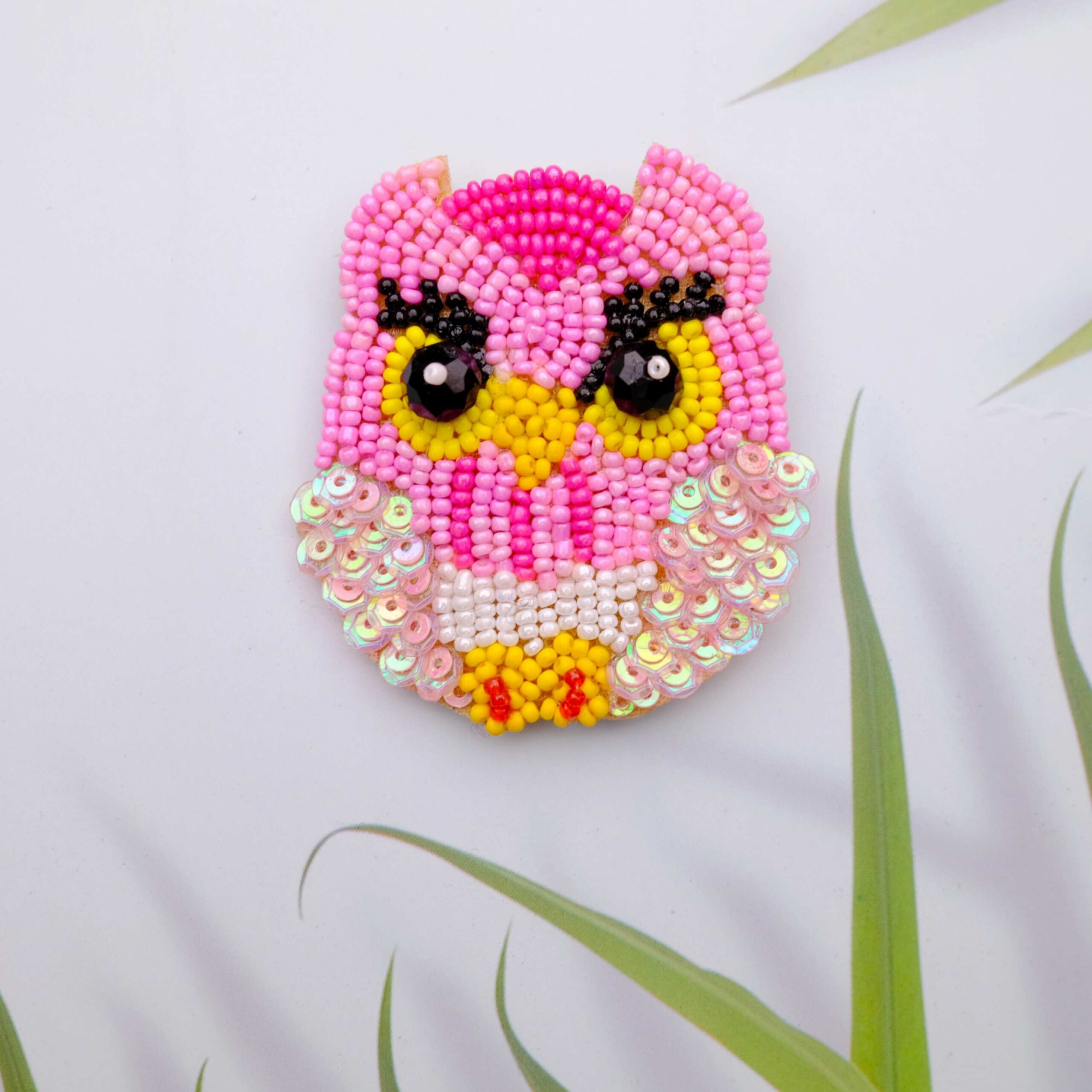 Pink Owl Brooch