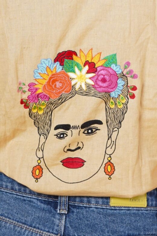 Frida Kahlo Hand Embroidered Shirt - Image 3