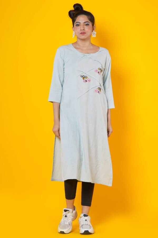 Hand Embroidered Kurti with  Pintucks Detailing