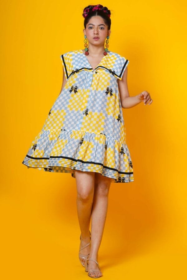 Women Block Printed Muslin Midi Dress - Image 5