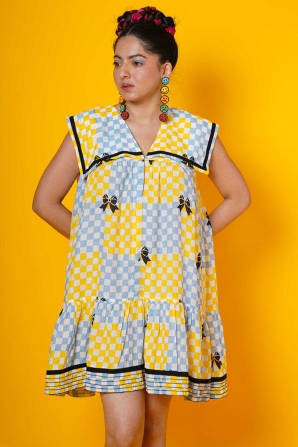 Women Block Printed Muslin Midi Dress - Image 4