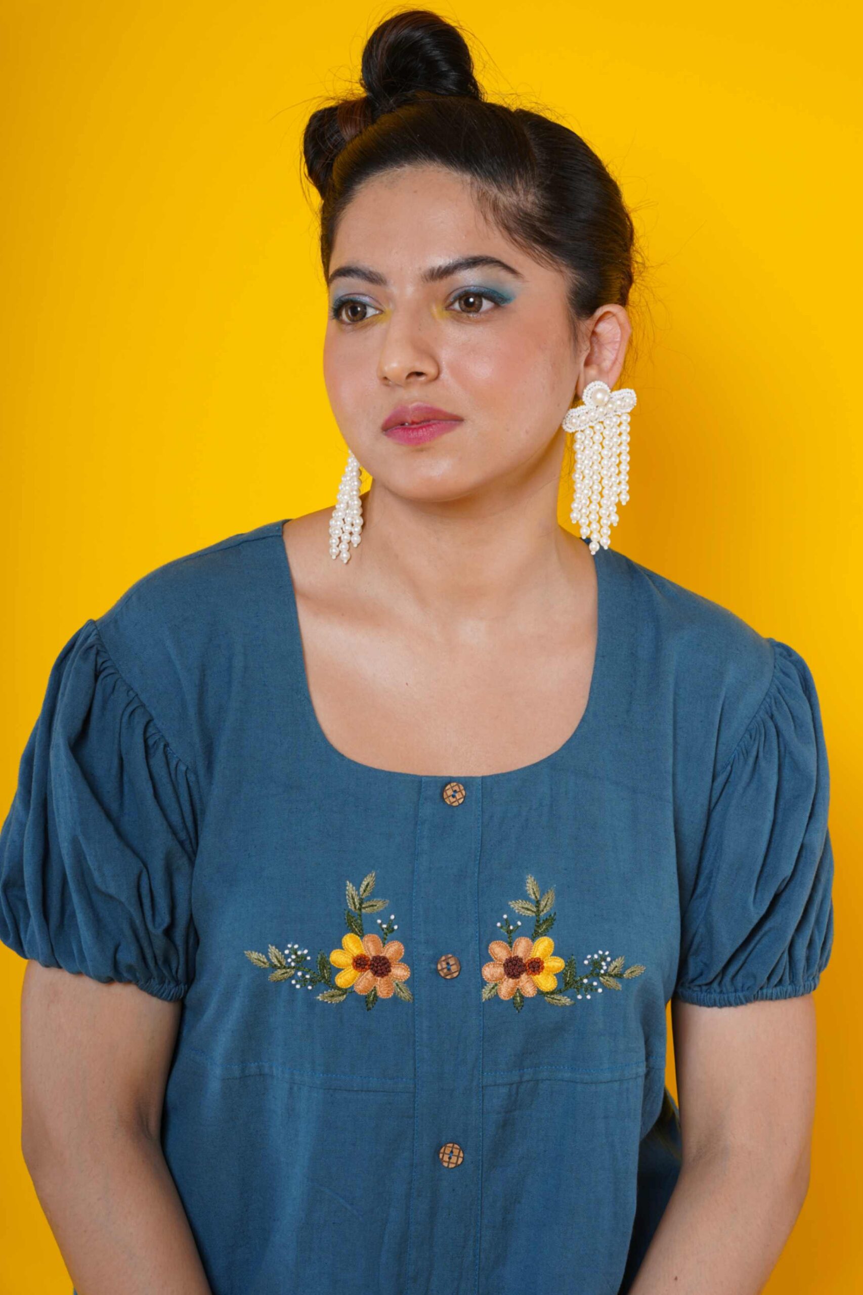 Women Hand Embroidered  Midi Dress
